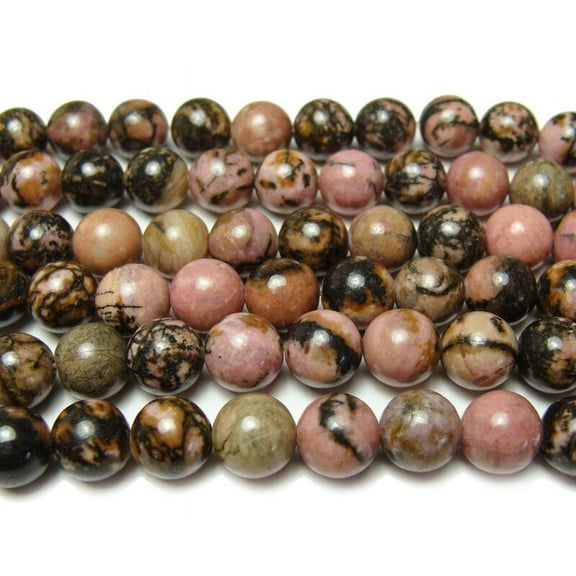 8mm Rhodonite With Matrix Smooth Round Beads Genuine Gemstone Natural Jewelry Making
