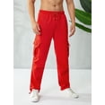 thumbnail image 6 of Sunisery Men Casual Straight Leg Jogger Heavy Weight Fleece Cargo Pocket Sweatpants Red 2XL, 6 of 7