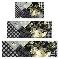 Pioneer Flower Floral Print Pattern Kitchen Rugs Sets Of 3,Kitchen Runner Rugs Non Skid Washable,Decorative Kitchen Floor Mats for Kitchen,Sink,Laundry,17"x30"  17"x47"   17"x59"