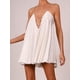 thumbnail image 5 of Blanco S nueva celebridad de Internet suelta de gran tamaño cristal diamante cadena suspensor sexy cuello en V vestido de satén sin espalda, 5 of 7