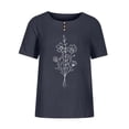 thumbnail image 3 of Babysbule Hauts pour Femmes en Liquidation Mode Femme Col Rond Manches Courtes Blouse T-Shirt Imprimé Hauts Amples, 3 of 4