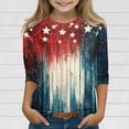 thumbnail image 2 of YOUYEDIAN Girls 3/4 Sleeve Shirts 8-9 Floral Graphic Top Crewneck T-Shirt Casual Outfits Navy 8-9 Years, 2 of 5