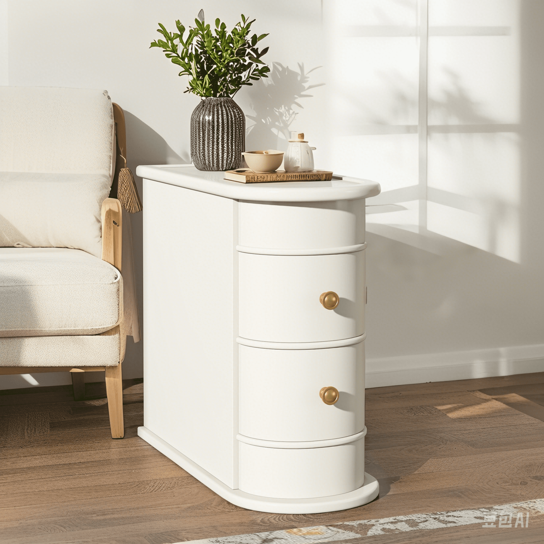 MAYEERTY 23.6" Vintage Narrow Side Table, Waterproof Easy Clean Table for Home Office