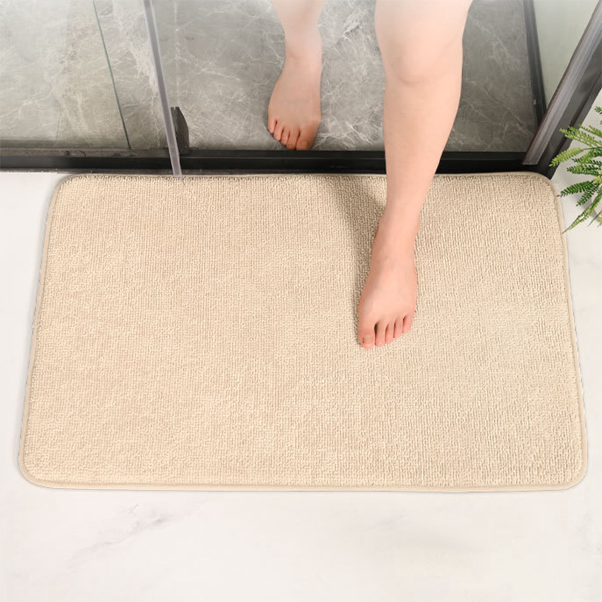 Unique Bargains Bathroom Rug Soft Non Slip Memory Foam Mat Khaki 20" x 32"