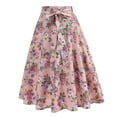 thumbnail image 2 of Weiqiqre Womens Skirts High Waisted Skirt Chiffon Boho Printed Vintage Pockets Swing A-Line Long Skirts, 2 of 9