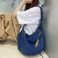 thumbnail image 2 of Denim Purse for Women Cross Body Bag Blue Jean Purses Canvas Tote Crescent Shoulder Bag Crossbody Hobo Handbags, 2 of 9