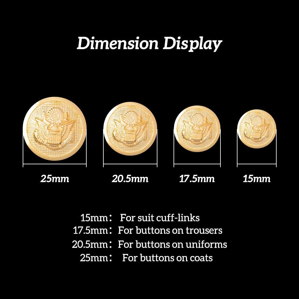 Wholesale OLYCRAFT 50Pcs Metal Blazer Buttons Flat Round Brass Buttons with  Badge 15mm 18mm 20mm 23mm 25mm Vintage Suits Button Set for Blazer 