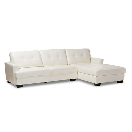 Baxton Studio Adalynn Modern And Contemporary White Faux Leather Upholstered Sectional Sofa Baxton Studio Adalynn Modern And Contemporary White Faux Leather Upholstered Sectional Sofa
