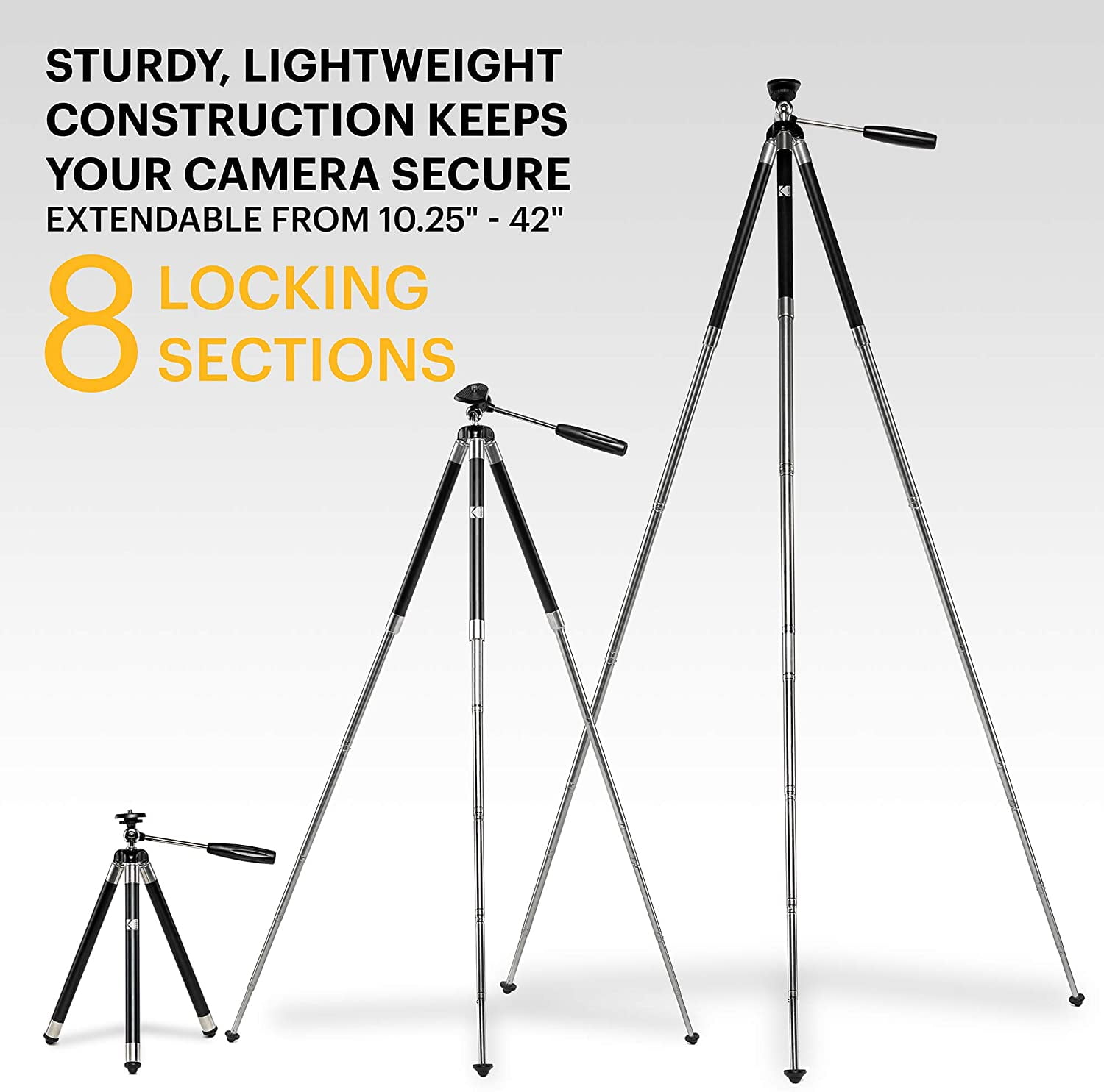 KODAK PhotoGear 42” Travel Tripod for Camera & Phone with Remote, Compact DSLR Tripod Stand