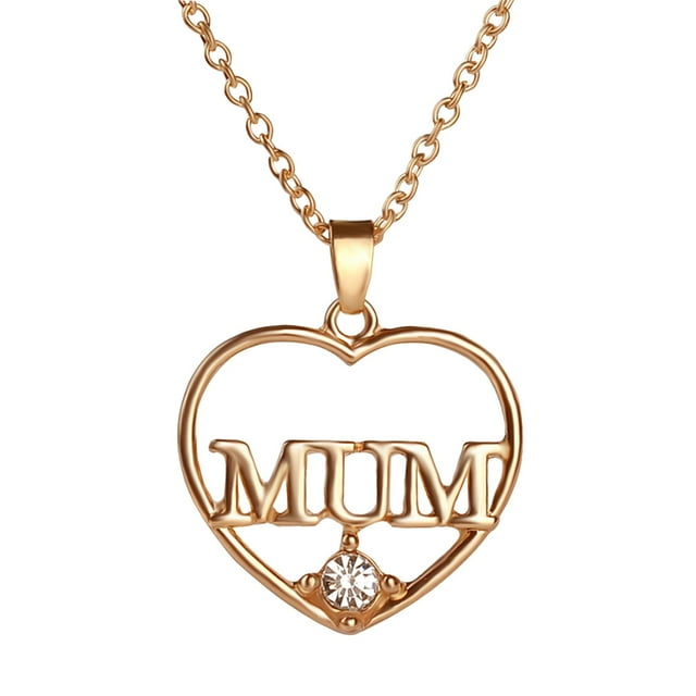 SIfdSeng Mother's Day Gift Mum Openwork Diamond Heart Necklace Accessories