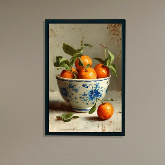Orange Still Life Art, Vintage Fruit, Rustic Kitchen Wall Decor, Classic Style Artwork For Dining Room And Home Home Decor, 8x12 UNFRAMED