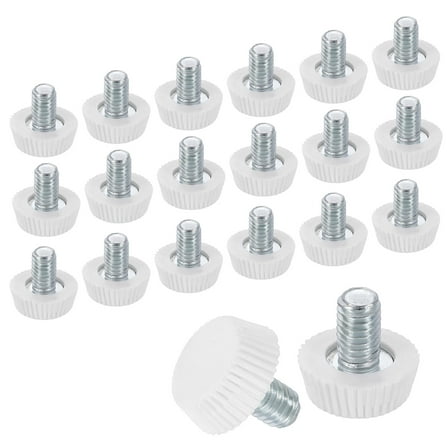 20Pack M6 Thread Furniture Feet Levelers, 16x9 Adjustable Leveling Table Feet, Screw on Furniture Glide Leveling for Chair Stool Legs, White