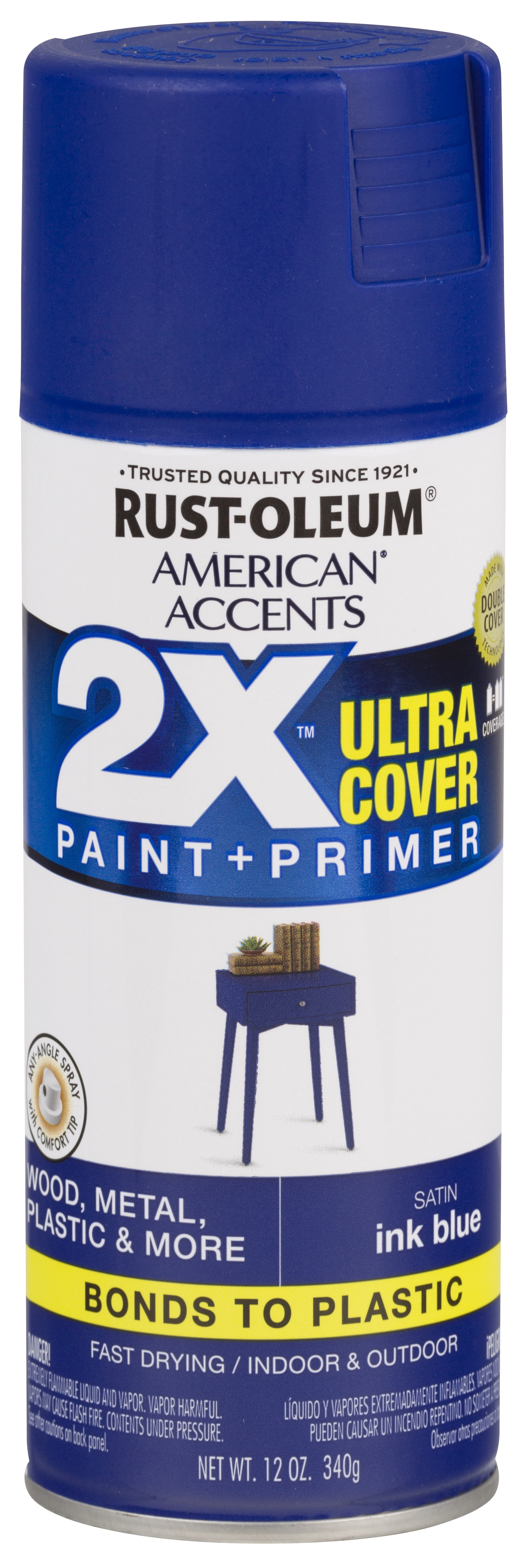 Ink Blue, RustOleum American Accents 2X Ultra Cover, Satin Spray Paint, 12 oz