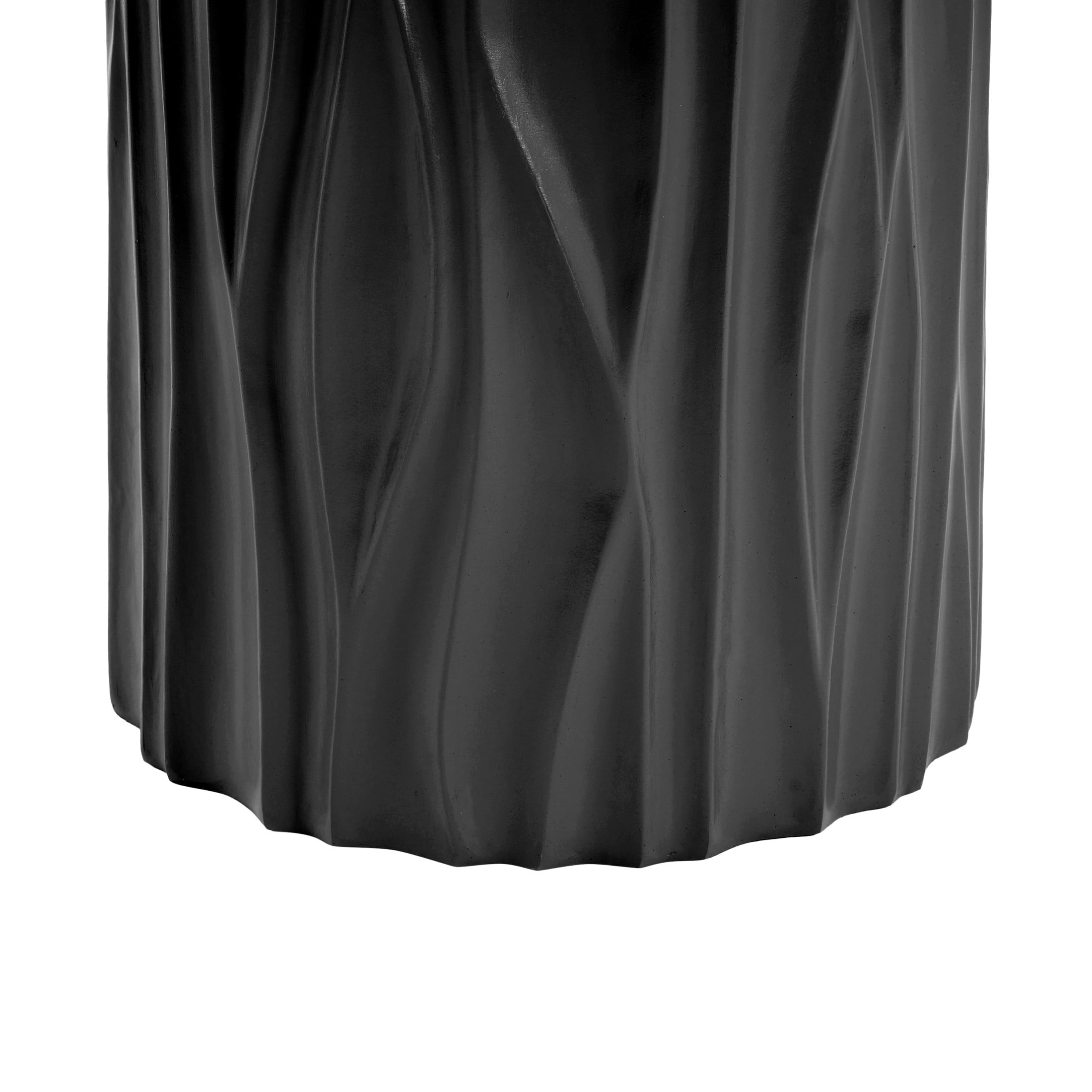 Christopher Knight Home 15.75" MGO Side Table, Wave Textured Accent End Table for Indoor & Outdoor, Black