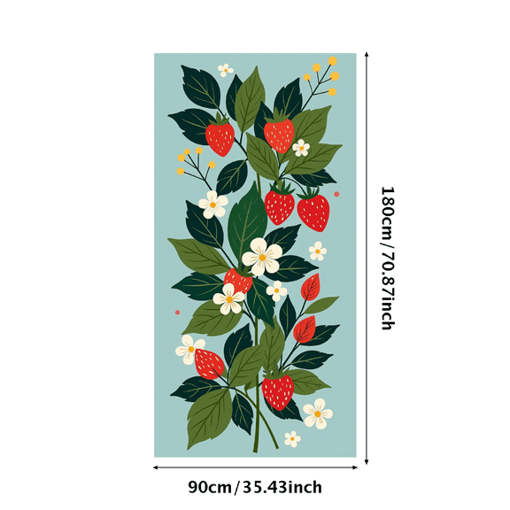 Pastel Blue Background with Strawberry Floral Design Banner Party Decorations Backdrop Ideal for Spring Celebrations Garden Parties Picnics and Photo Shoots