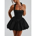 thumbnail image 6 of Michellecmm Women Sleeveless Halter Dress Summer Casual Tie up Backless Corset Bubble Party Dress, 6 of 9