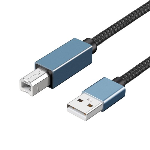 Tianle USB Printer Cable 1m, USB 2.0 Gold Plated Type A Male to B Male Lead, Scanner Printer Cord Nylon Braided Compatible with HP, Canon and other USB B device