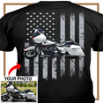 thumbnail image 3 of Motorcycle Personalized T-shirt, Biker custom photo t-shirt, funny t-shirt gift for bikers Print on the back, American flag motorcycle t-shirt (bk05), 3 of 5