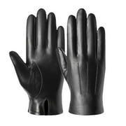 HLONK Leather Gloves for Men Winter Driving Leather Gloves Touchscreen Wool Lined Sheepskin Gloves Mens Thin Work Gloves