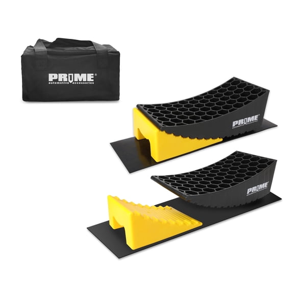 PR1MECamper Levelers RV Leveling Blocks, HDPE Curved Levelers, Include 2 Levelers, 2 Chocks, 2 Mats, and 1 Carrying Bag
