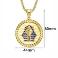 thumbnail image 3 of Egyptian Pharaoh Sphinx Necklace Pendant With Chain And 14K Yellow Gold Hip Hop Egypt Round Jewelry J102, 3 of 6