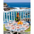 thumbnail image 2 of Summer Ocean Starfish Coral Shell Fitted Round Tablecloths Elastic Edged Table Covers 45"-54",Watercolor Marine Life Waterproof Dining Room Kitchen Table Cloth for Holiday Party Tables Decor, 2 of 8