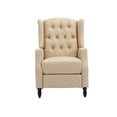 thumbnail image 3 of Arm Pushing Recliner Chair, Modern Button Tufted Wingback Manual Push Back Recliner Chair with Wood Leg & Side Pocket, Upholstered Living Room Chair Single Reclining Sofa Home Theater Seating, Camel, 3 of 7