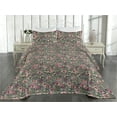 thumbnail image 2 of Ambesonne Floral Design Quilted Bedspread Set 3 Pcs, Flowers Aquarelle Art, King, Taupe Grey Dried Rose, 2 of 4