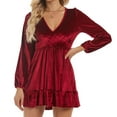 thumbnail image 4 of Christmas Dresses for Women Velour Womens Long Sleeve Dresses Red Womens Dress A-line Dresses Holiday Party Dress Womens Dress for Fall, 4 of 4