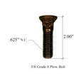 18 Plow Bolt & Nut For Blades/Cutting Edge, 5/811X 2 Grade 8, Dome Head