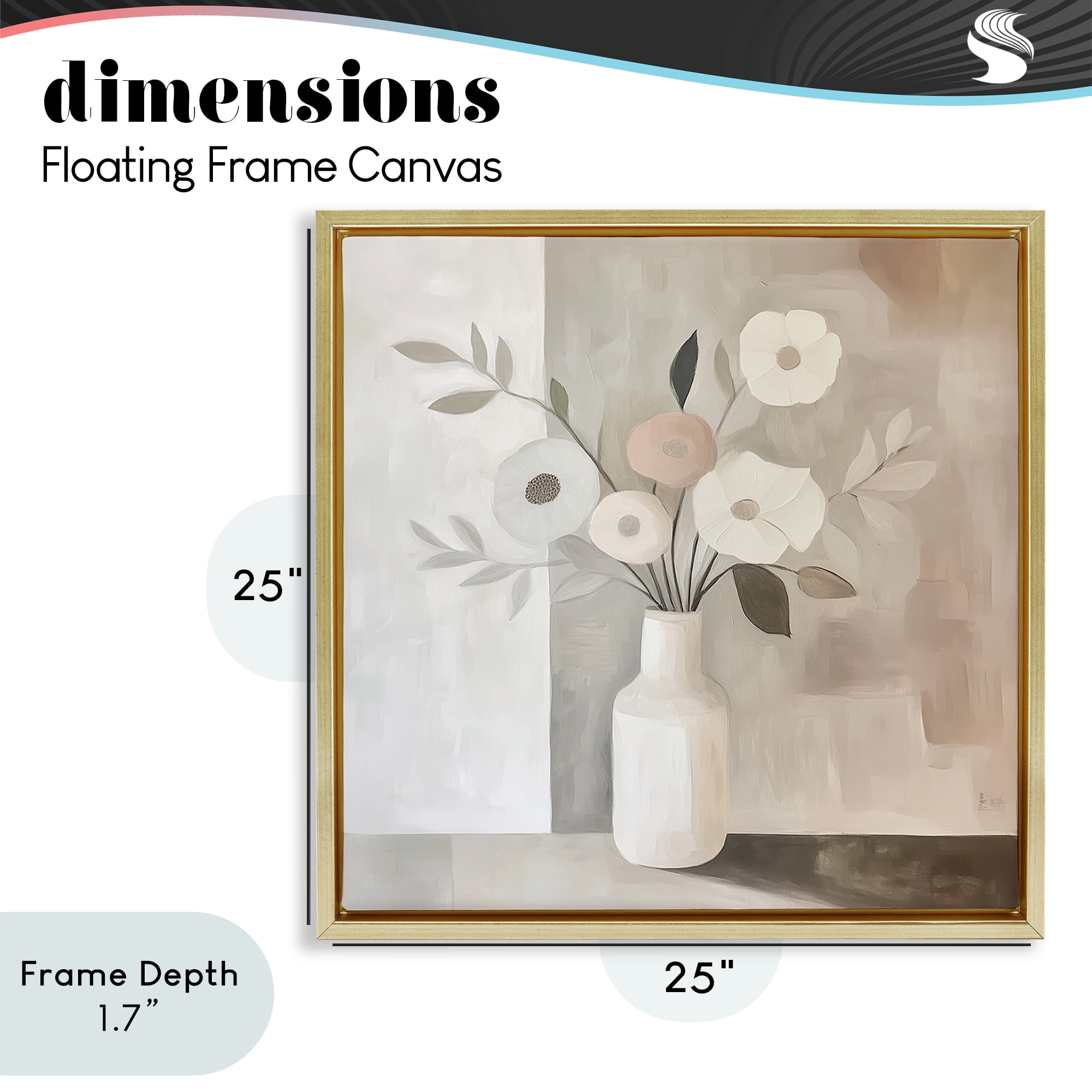 Stupell Industries Minimalist Muted Flower Vase Gold Framed Floater Canvas Wall Art, design by Heidi Kuntz