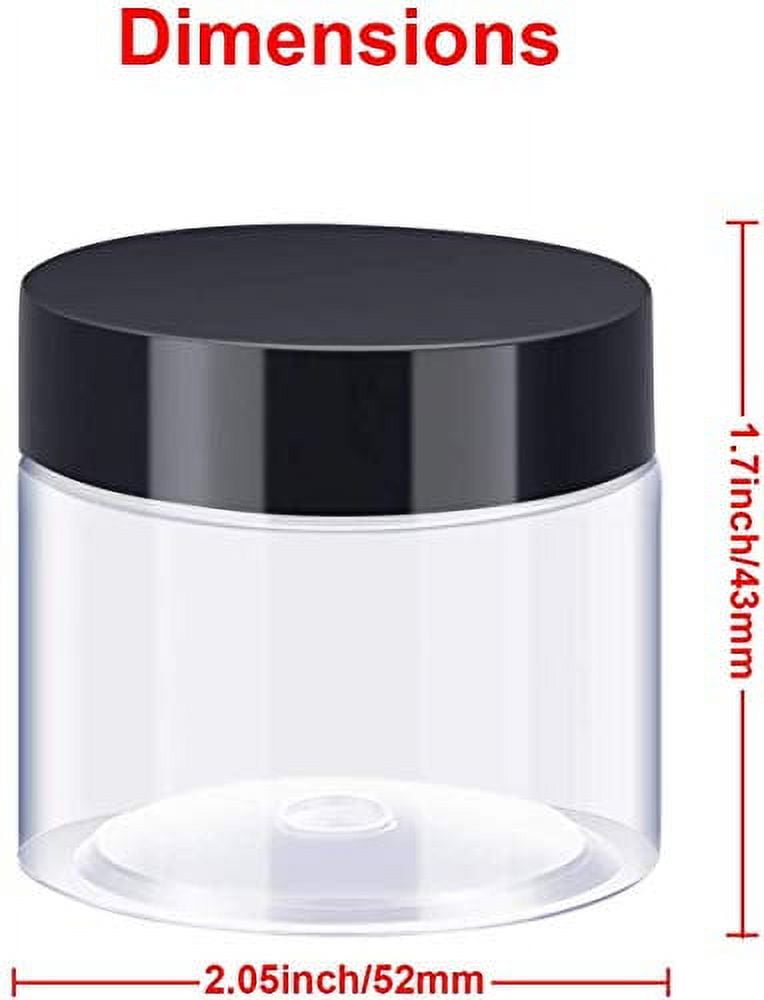  SATINIOR 24 Pieces Empty Clear Plastic Jars with Lids Round  Storage Containers Wide-Mouth for Beauty Product Cosmetic Cream Lotion  Liquid Butter Craft and Food (Black Lid, 2 oz) : Beauty 