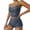 Blue, variant on HomelyJoy White Hearts and Hearts Sleepwear Set, Elegant Bow Front Cami Top and Ruffled Shorts Romper Pajamas for Women,XXL