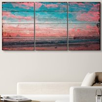PixonSign Canvas Print Wall Art Set Watercolor Smudge Beach Sunset Nature Wilderness Watercolor Modern Art Rustic Landscape Fun Multicolor Ultra for Living Room, Bedroom, Office - 24"x36"x3