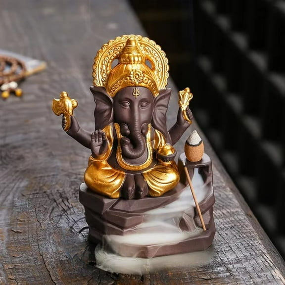 1pc God Elephant Purple Clay Backflow Incense Burner, Zen Home Decor (Without Incense)