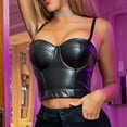 thumbnail image 2 of BKQCNKM Tank Top For Women Womens Corset Top Bustier Corset Top Tight Fitting Corset Tank Top Suspender Pu Leather Top Short Crop Tops For Women Womens Tops Black L, 2 of 7