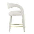 thumbnail image 3 of Counter Stool Chair, Ivory White Gold, Velvet, Bar Pub Cafe Bistro Dining Kitchen Hospitality Restaurant, Modern Contemporary Boutique HB35926, 3 of 10