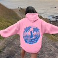 thumbnail image 7 of Oversize Hoodies for Women Trendy Letter Graphic Hooded Long Sleeved Drawstring With Pockets Lightweight Sweatshirts Pink, 7 of 7