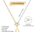 thumbnail image 6 of Turandoss 14K Gold Plated Gold Initial Pearl Ot Choker Necklace for Women Dainty Paperclip Link Chain Toggle Clasp Letter A-Z Personalized Jewelry Birthday Wedding Gifts Idea for Women Teen Girls, 6 of 7