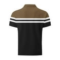 thumbnail image 3 of Mens Summer T Shirts Striped Print Casual Sport Button Short Sleeve Turndown Collar Summer Beach Shirt - Coffee∣XL, 3 of 5