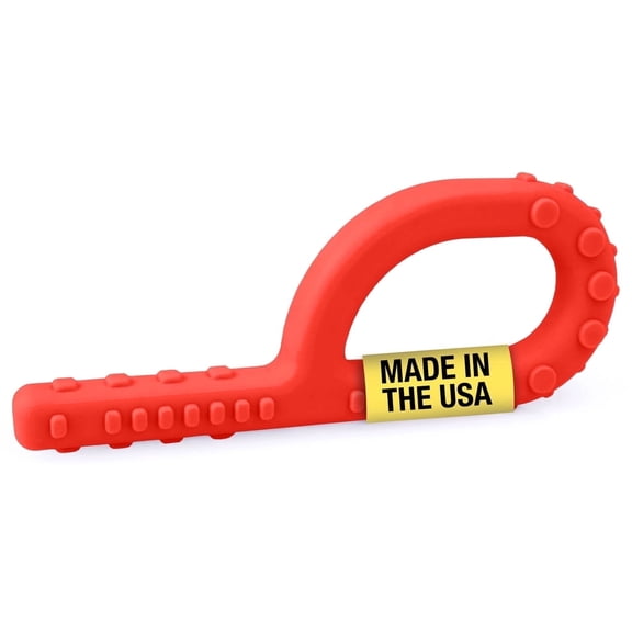 ARK Textured Grabber Sensory Chew, Sensory Toys for Kids and Adults, Chewy Fidget for Autism, ADHD, SPD, Anxiety, Medical-Grade Oral Motor Therapy Tools, Standard, Softest, Red