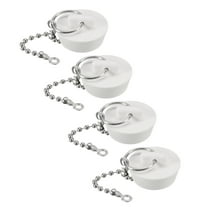 4 Pcs Tub Stoppers, Rubber Bathtub Stoppers Drain Plug 1-1/8" and 15" Beaded Chain, White