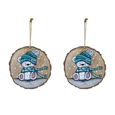 

Lovely Christmas Round Wooden Hanging Animal Print Pendant