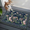 thumbnail image 3 of 2x3 Ft Entryway Area Rug, Navy Blue Flowers Kitchen Rug Runner Washable Floor Mat, Spring Floral Elegant Pastoral Botanical Non Slip Indoor Door Mat Throw Carpet for Bathroom Living Room Bedroom, 3 of 8