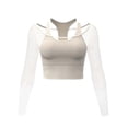 thumbnail image 3 of Women's 2 In 1 Yoga Long Sleeve Mesh Fitness Sports Tops Workout Shirts With Medium Support Sports Tops Long Sleeve Shirts for Women plus Size Womens Shirt Summer Tops for Women Shirts plus Size Women, 3 of 3