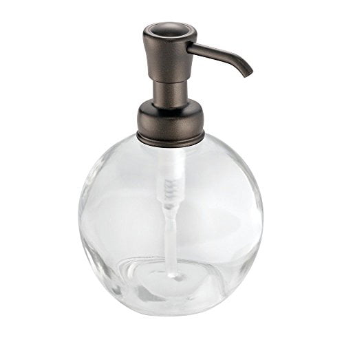 iDesign York Bathroom Vanity Glass Apothecary Jar for Cotton Balls Swabs, 