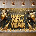 thumbnail image 4 of Gold Theme Happy New Year Banner Shiny Design New Year Banner Star Decor Balloon Pattern Celebration Banner for New Year Party Indoor Decoration Holiday Celebration, 4 of 9