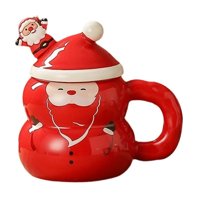 Ceramic Christmas Mug with Santa Claus or Snowman Design 400 ml Capacity Red White Green Color Options