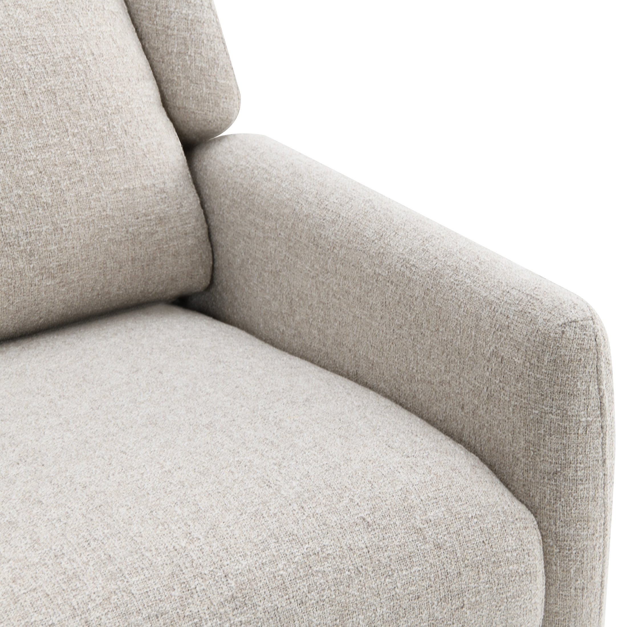 Aukfa Mid-Century Modern Pushback Recliner Chair, Linen Upholstered, Beige, High Back