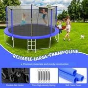 14FT Trampoline, 1320LBS Kids Trampoline with Basketball Hoop, Outdoor Adult Trampoline w/Enclosure Net & Heavy-duty Supports